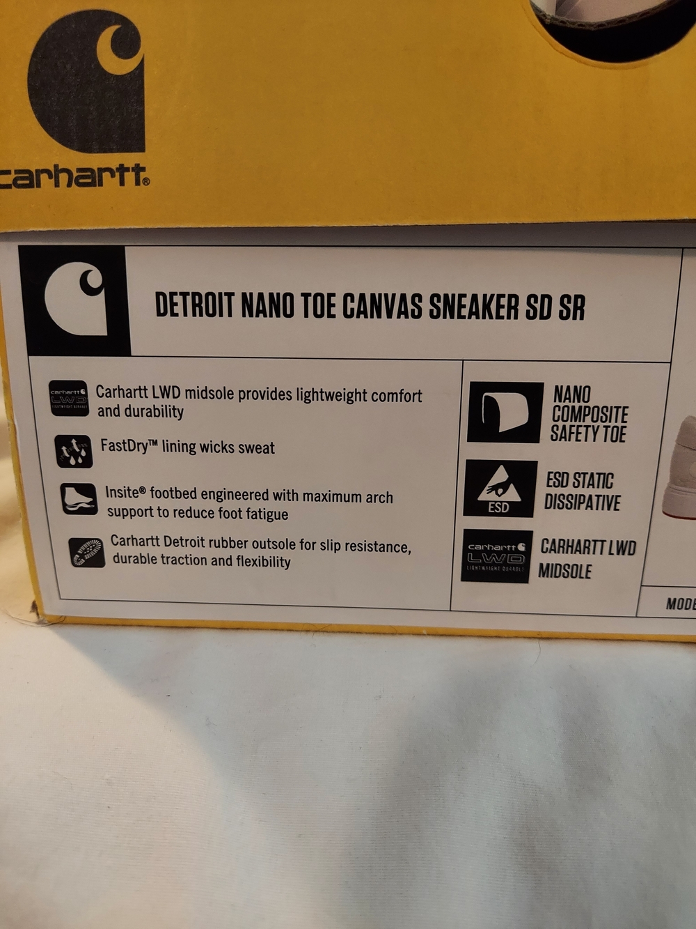 Carhartt Men’s Detroit Canvas Safety Toe Shoes Sneakers White New 10M - Picture 6 of 11